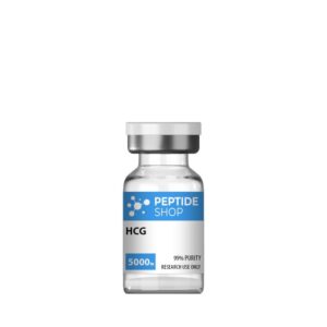 HCG 5000 IU peptide vial by Real Peptide Shop on clean background