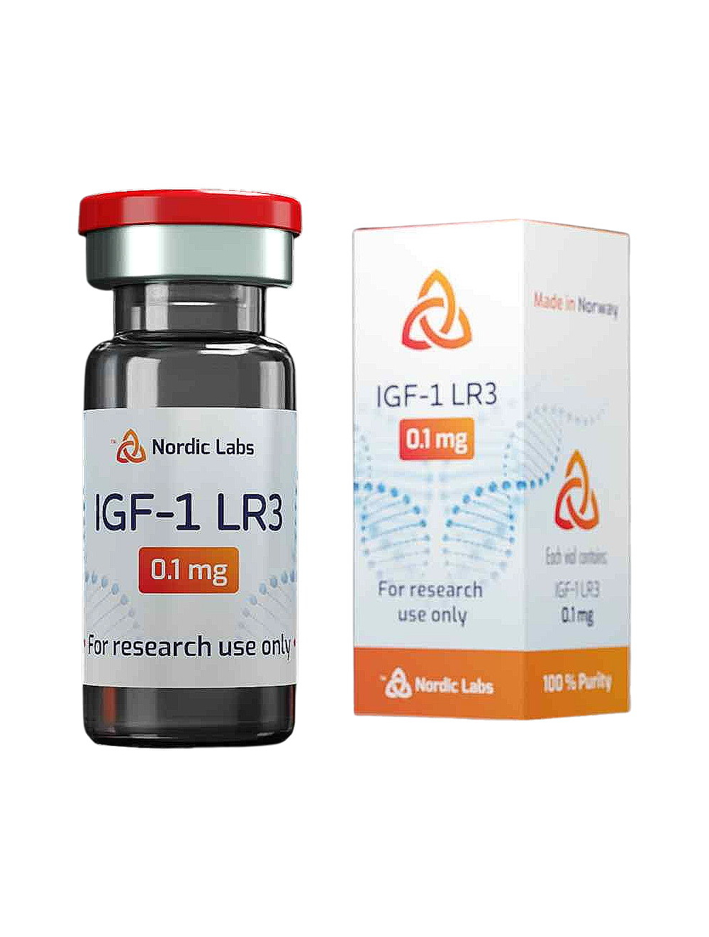 IGF-1 LR3 0.1mg research peptide vial for laboratory use